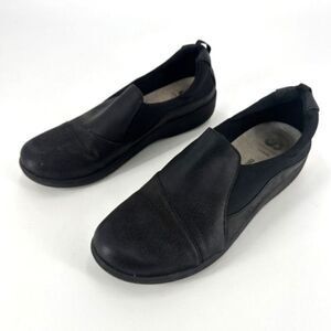 Clarks Sillian Holly black flats slip on shoes Cloudsteppers size 7.5